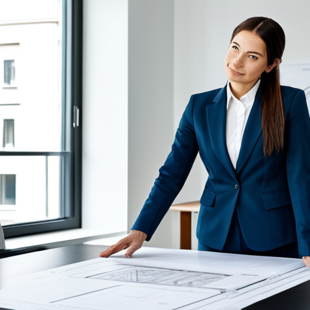 **
"A confident female architect in a modern, light-filled office. She is wearing a fully clothed, modest business suit. Blueprints are spread out on a large table, and she is pointing to a specific detail. Safe for work, appropriate content, professional, perfect anatomy, correct proportions, natural pose, well-formed hands, proper finger count, natural body proportions, high resolution, professional photography."
**