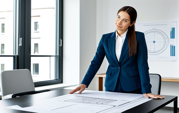 **

"A confident female architect in a modern, light-filled office. She is wearing a fully clothed, modest business suit. Blueprints are spread out on a large table, and she is pointing to a specific detail. Safe for work, appropriate content, professional, perfect anatomy, correct proportions, natural pose, well-formed hands, proper finger count, natural body proportions, high resolution, professional photography."

**