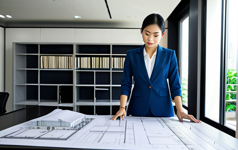 인과관계 추론의 가시화 기법 - **
"A skilled Thai architect presenting blueprints in a modern Bangkok office. She is fully clothed...